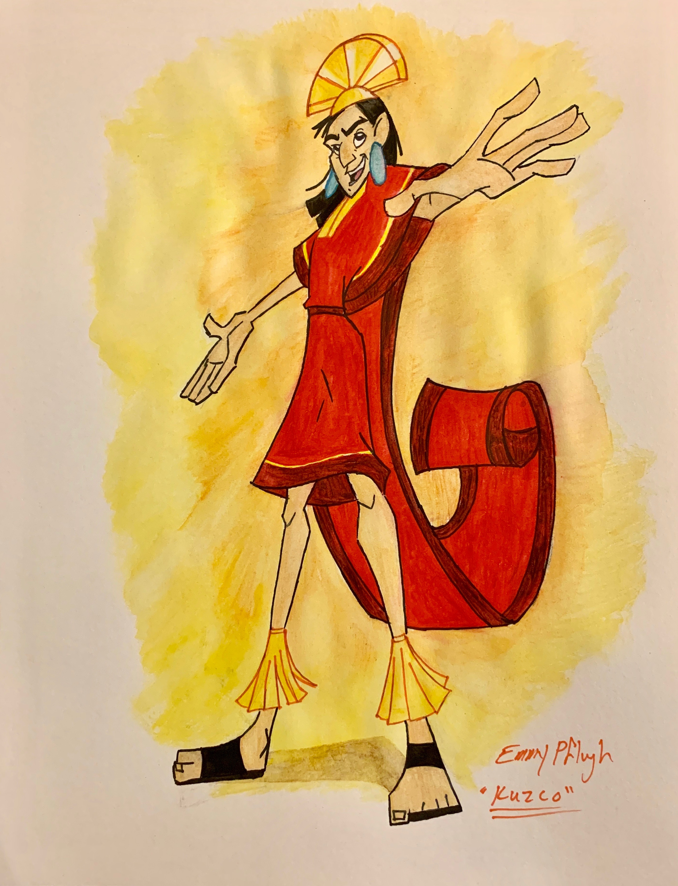 Emperor Kuzco watercolor - Disney