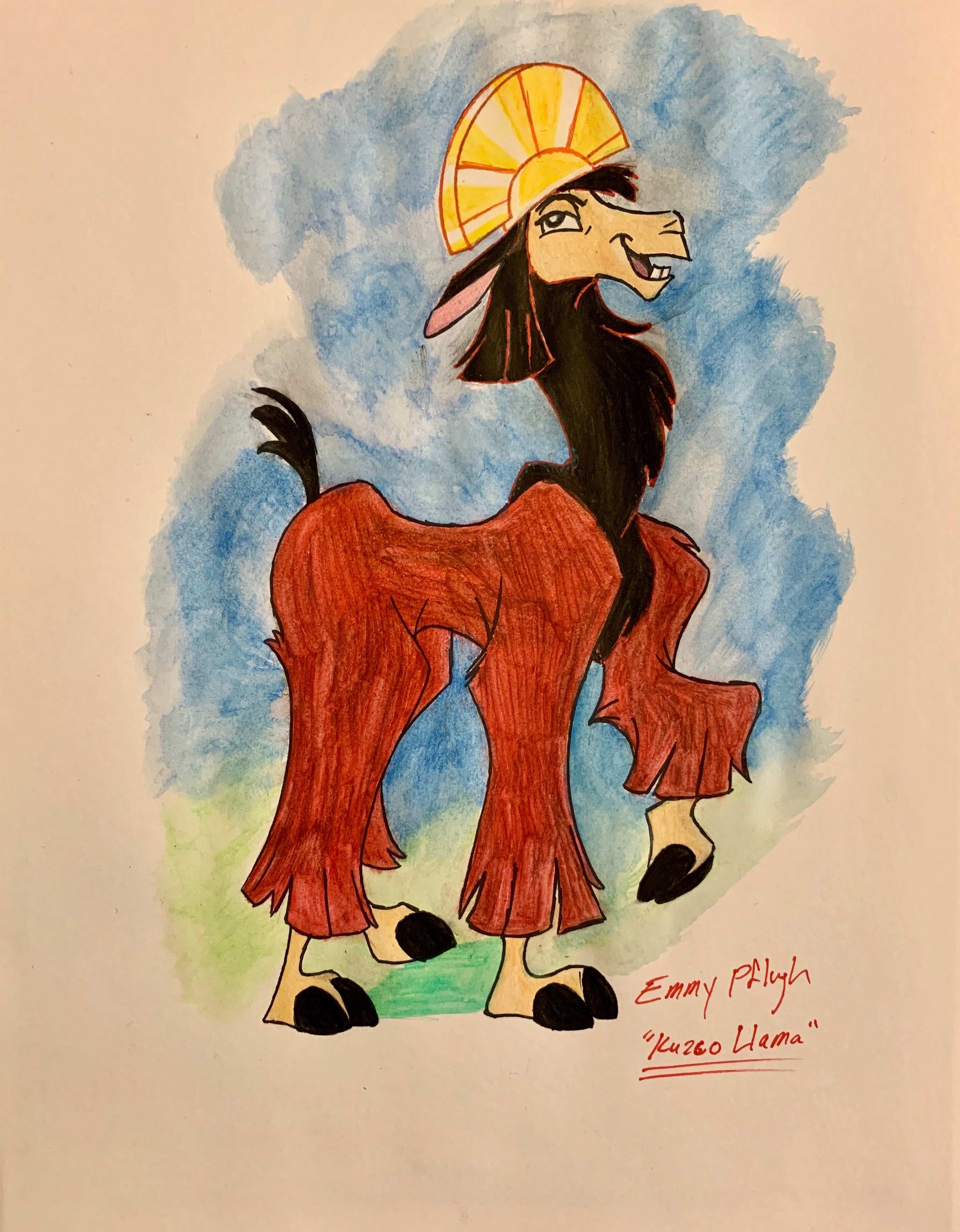 Kuzco Llama watercolor - Disney