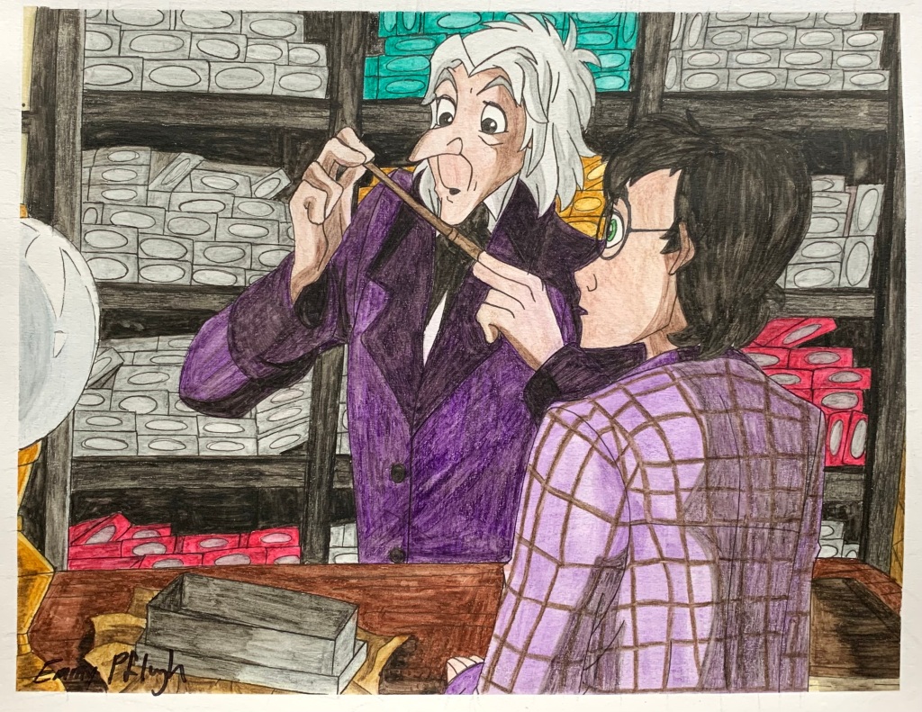 Watercolor of the Month 55: Harry in Ollivander’s Wand Shop (“The Sorcerer’s Stone”)